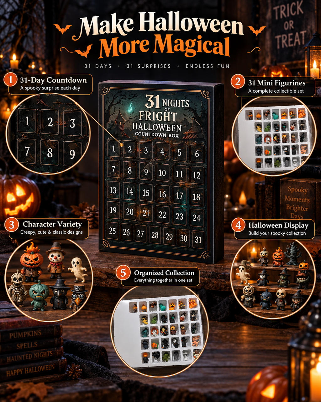 31 Night Scare Halloween Countdown Box With Doll Advent Countdown Blind Box