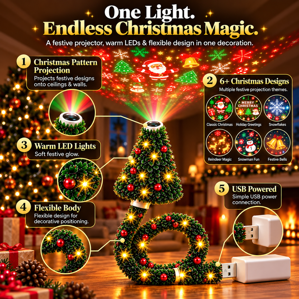 Zappio™ Christmas Projector Light