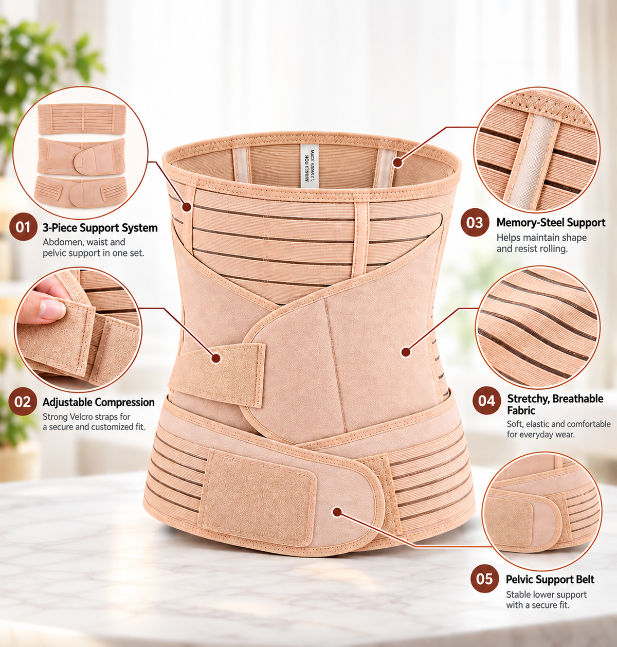Zappio™ Postpartum 3-Piece Support Belt Set